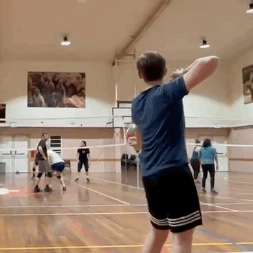 A short gif of someone learning to serve at The Volley Ball Academy in Wellington